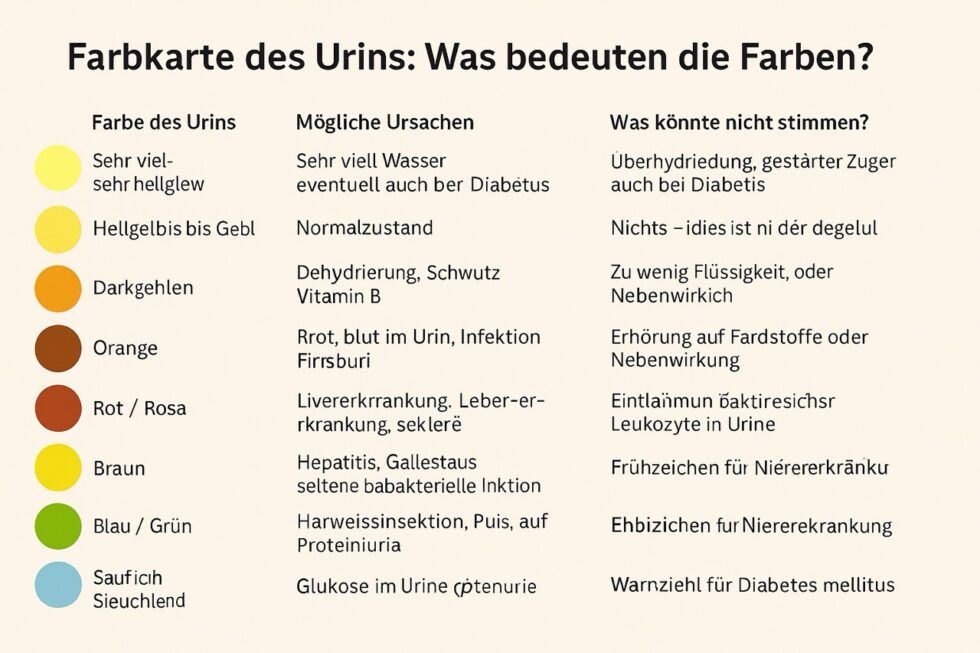 Farbe des Urins: Was sie bedeutet und wann Sie reagieren sollten