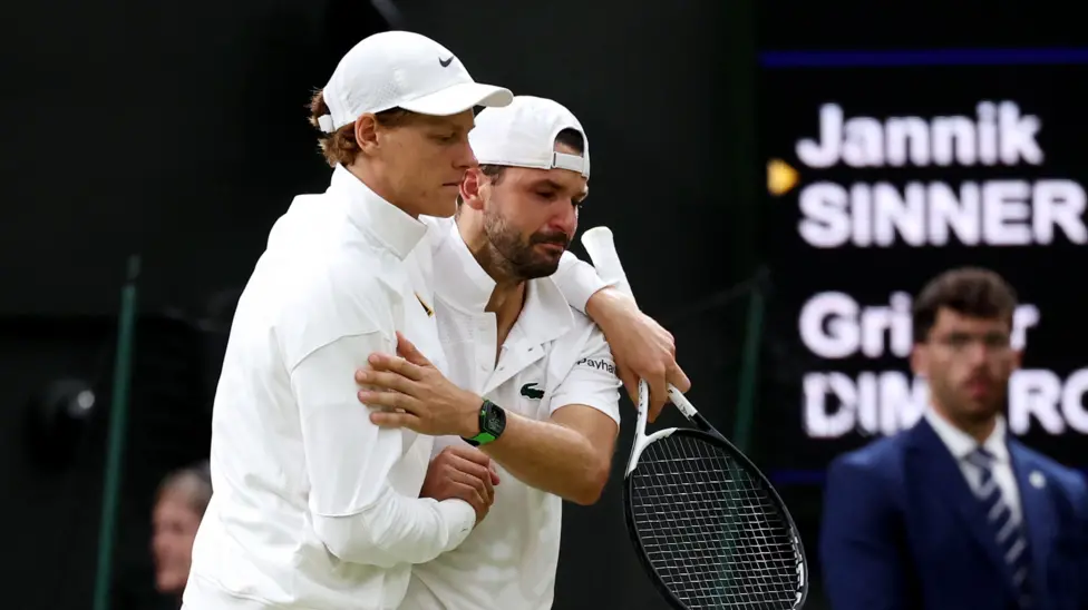 Nach Dimitrovs verletzungsbedingtem Aus bei Wimbledon zeigt sich Jannik Sinner betroffen: „Das ist kein Sieg.“