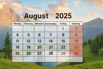August 2025 in der Schweiz: Alle Feiertage, Wochenenden und Brückentage im Überblick – ideal zur Urlaubsplanung mit Kalender und Kantonsvergleich.