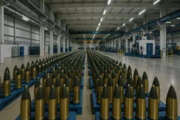 Rheinmetall startet gr&ouml;&szlig;te Munitionsfabrik Europas. Parallel beschlie&szlig;t Berlin Wehrdienstgesetz. Aktivisten protestieren: &bdquo;Wir sind nicht kriegsbereit.&ldquo;