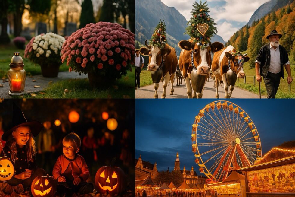 Oktober 2025 in der Schweiz: Schulferien nach Kantonen, Allerheiligen, Erntedank, Basler Herbstmesse, Zürich Film Festival, Halloween und regionale Bräuche.