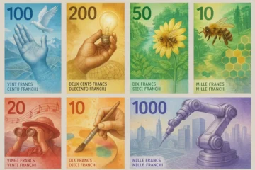 Schweizer Banknoten: Die SNB präsentiert sechs Finalisten für die neue Serie. Entscheidung Anfang 2026, Einführung ab 2030. Kunst trifft Sicherheit.