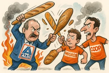 Brot in der Schweiz wird zum Symbol des Preiskampfs: Aldi verkauft das Pf&uuml;nderli f&uuml;r 99 Rappen, Migros und Coop reagieren. B&auml;cker warnen vor Folgen f&uuml;r Qualit&auml;t und Arbeitspl&auml;tze.