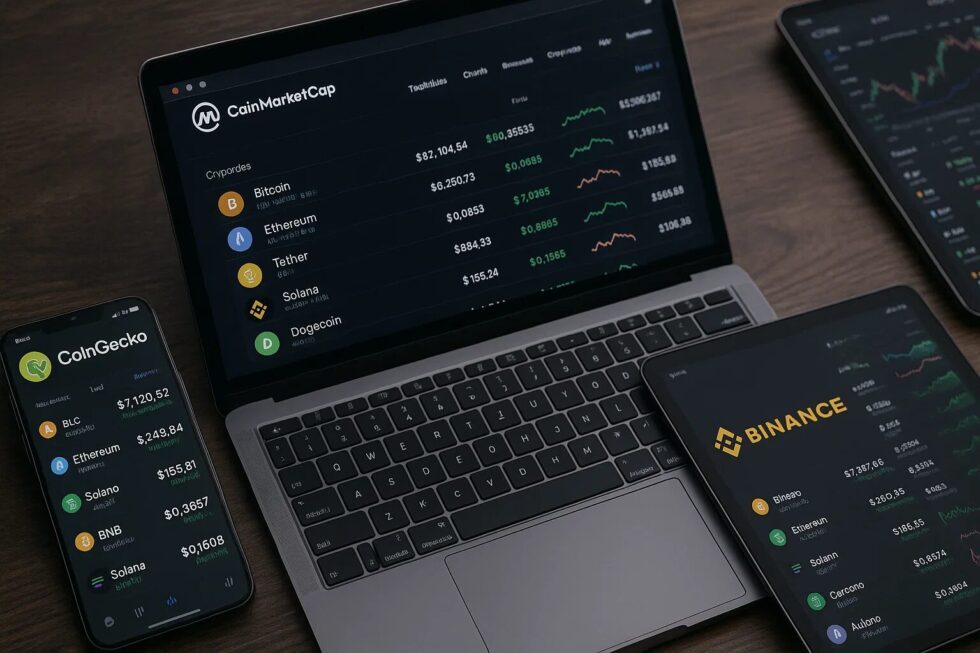 Erfahren Sie, wie Sie Kryptowährungskurse in Echtzeit verfolgen. Vergleich der besten Plattformen 2025: CMC, CoinGecko, Binance und mehr.