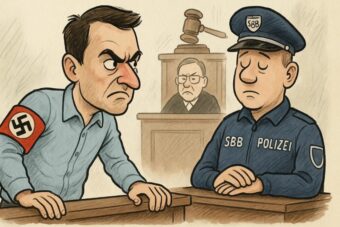 Nicolas Rimoldi steht in Zürich wegen Nazi-Beschimpfungen gegen SBB-Polizei vor Gericht. Geforderte Strafe: 30 Tagessätze zu 110 Fr. Wegen Verleumdung wurde er bereits verurteilt.