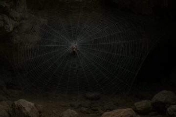 Weltweit größtes Spinnennetz (106 m²) in Höhle Griechenland/Albanien entdeckt. Es beherbergt 111.000 Spinnen zweier Arten. Die Kolonie hat sich extrem angepasst.