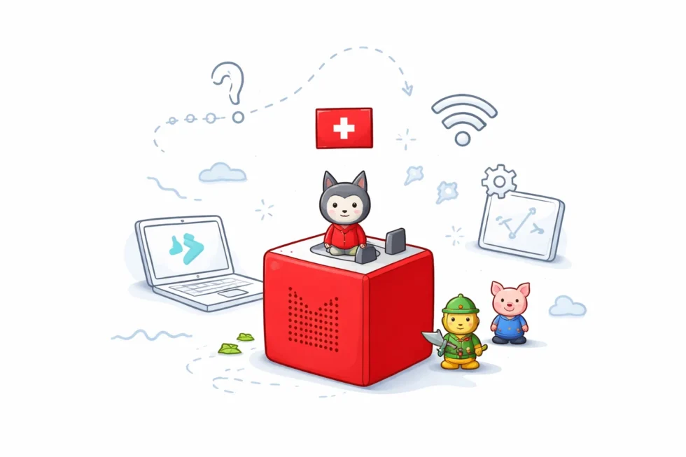 Was ist die Toniebox in der Schweiz? Preise ab CHF 89 in Zürich, Modelle, Datenschutz, Kauf bei Galaxus und warum Eltern mit dem Toniebox-Hack eigene Kinder-Audios ohne Cloud nutzen.