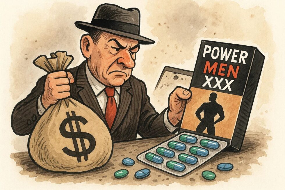 Swissmedic verhängt hohe Ersatzforderung gegen Betreiber von Part.ch wegen illegaler Potenzpillen «Power Men XXX». Die Kapseln enthielten Sildenafil und Tadalafil.