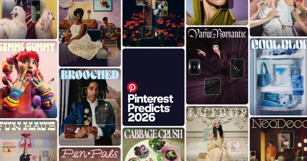 Pinterest Predicts 2026: 21 globale Trends für Mode, Beauty (Glitch Glam), Interieur (Neo Deco) und Lifestyle. Analysierte Suchdaten zeigen Cool Blue und Gothic.