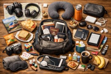 Packliste Schweiz 2026. Tipps f&uuml;r Kissen, Socken und Powerbanks auf SBB- oder Autoreisen. Erfahren Sie alles &uuml;ber Preise in CHF und Komfort-Gadgets