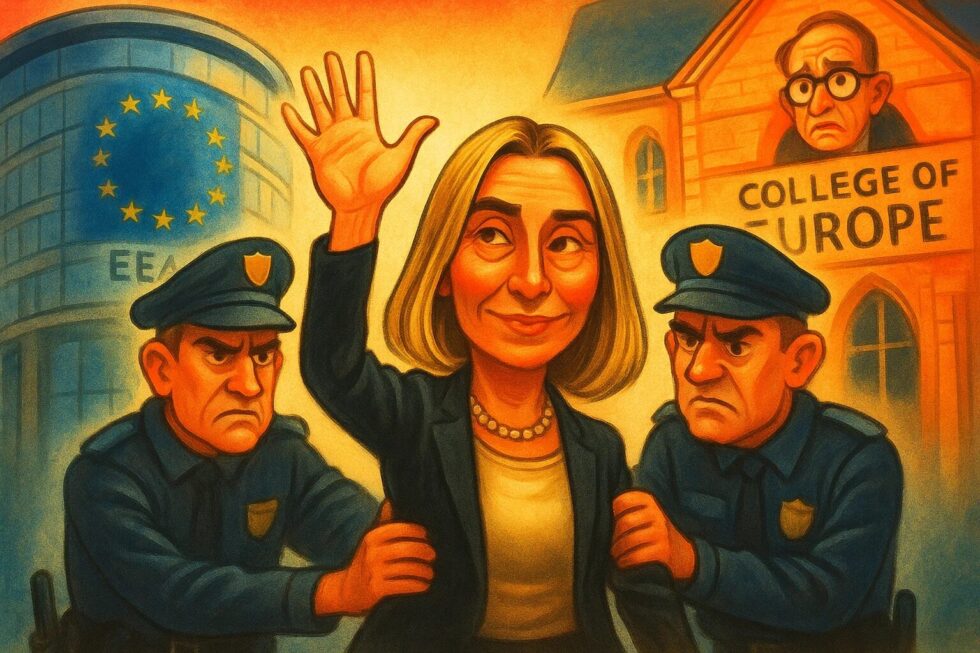 Belgische Polizei durchsuchte EEAS und College of Europe wegen Betrugsverdachts (Ausschreibung 2021-22). 3 Personen festgenommen. VRT nannte Mogherinis Namen.