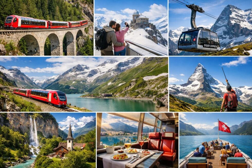 Entdecken Sie die beliebtesten Schweiz-Touren 2026. Vom Glacier Express bis zum Jungfraujoch – aktuelle Preise, Buchungstipps und exklusive Routen-Highlights