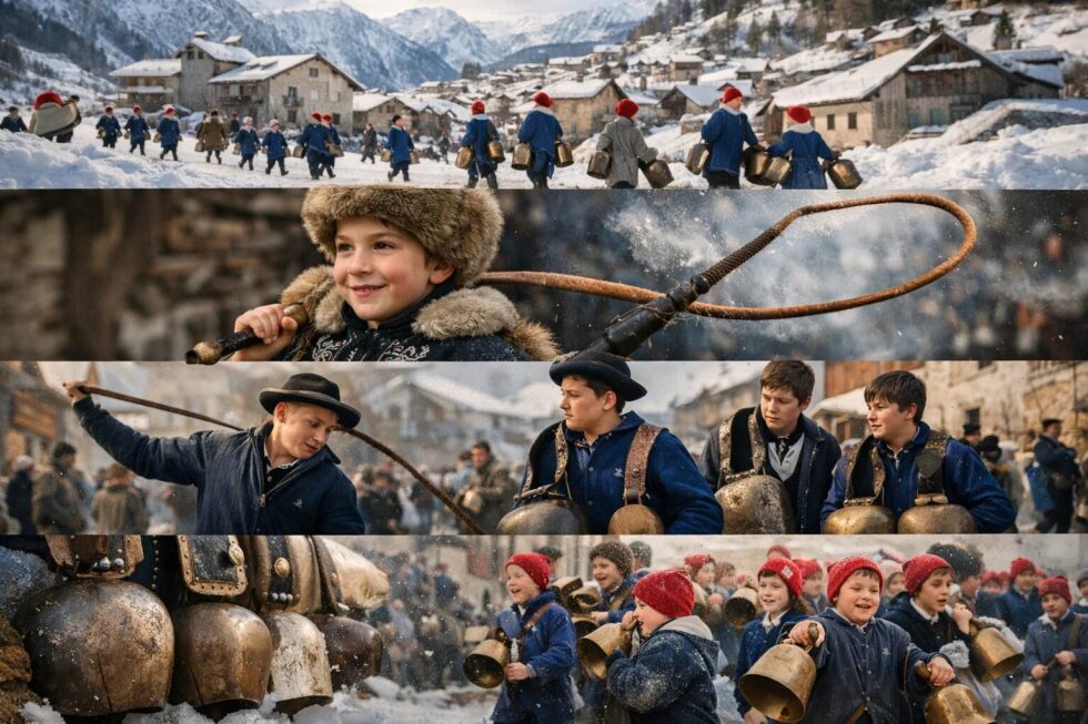 Erleben Sie den Chalandamarz am 1. März 2026 in Graubünden. Alles über Glockenumzüge, Peitschenknallen, Schellen-Ursli in Guarda und Reisetipps fürs Engadin