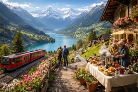 Planen Sie Ihre Reise durch die Schweiz im Fr&uuml;hling 2026. Detaillierte Routen, aktuelle SBB-Preise f&uuml;r Swiss Travel Pass, Kirschbl&uuml;te und Bergbahnen