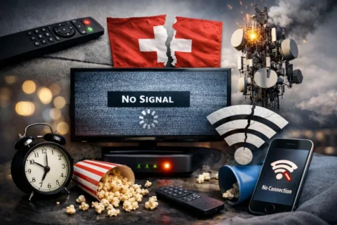 Swisscom St&ouml;rung am Montagabend: Ab 17.30 Uhr kam es in der ganzen Schweiz zu einer Panne bei Swisscom TV und blue TV. Tausende Meldungen, Einschr&auml;nkungen bis 22.37 Uhr.