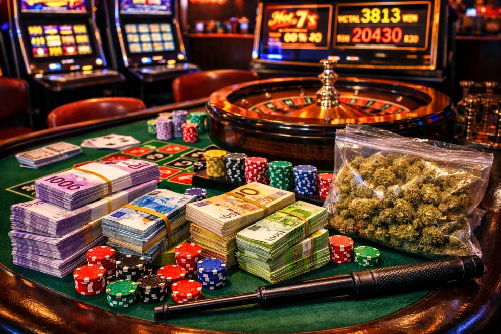 Polizei Z&uuml;rich deckt illegales Gl&uuml;cksspiel in Regensdorf auf. &Uuml;ber 6.000 CHF, Waffen und Drogen beschlagnahmt, drei Personen angezeigt.