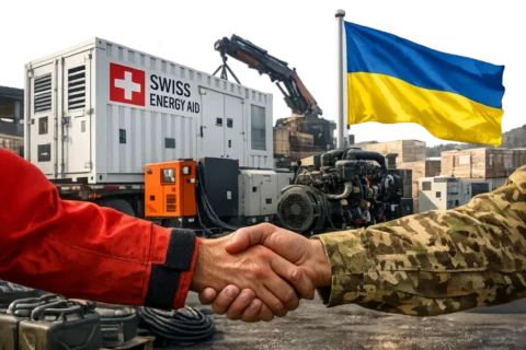 Schweiz liefert Stromgeneratoren und Module an die Ukraine, um die Energiekrise zu bew&auml;ltigen und kritische Infrastruktur zu sichern.