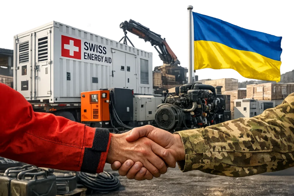 Schweiz liefert Stromgeneratoren und Module an die Ukraine, um die Energiekrise zu bew&auml;ltigen und kritische Infrastruktur zu sichern.