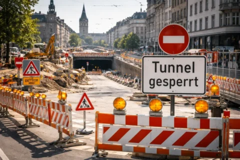 Baustellen Z&uuml;rich 2026: Umfangreiche Sanierungen am Sch&ouml;neichtunnel, Gubrist und Fernw&auml;rmeausbau Badenerstrasse. Details zu Sperrungen, Dauer und Umleitungen hier.