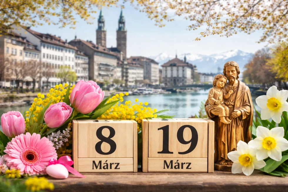 März-Feiertage 2026 Schweiz: Alles zu Frauentag (8.3.) & Josefstag (19.3.). Tipps für Pendler in Zürich, Ladenöffnungszeiten, LKW-Fahrverbote & kantonale Regeln zur Arbeitsruhe im Check.