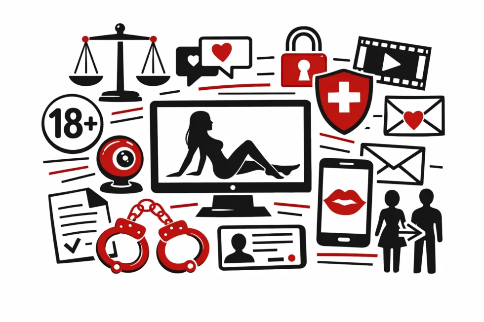 Online-Erotik in der Schweiz: Was ist legal? Gesetze zu Pornografie, Webcam-Model-Arbeit, Videochat, Altersgrenzen, Einwilligung und Datenschutz nach Art. 197 StGB verständlich erklärt.