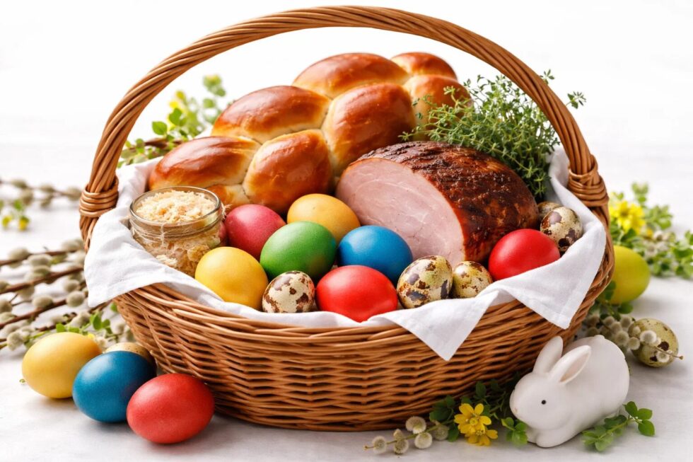 Was gehört in den Osterkorb 2026? Finden Sie hier die vollständige Liste mit Eiern, Zopf und Schinken sowie alle regionalen Traditionen der Schweizer Kantone.