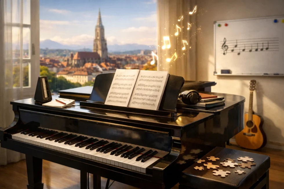 Klavierunterricht Bern entdecken: Wie Anfänger und Erwachsene Klavier lernen, Unterricht wählen und mit Freude spielen. Tipps zu Musikschule, Übungen und Motivation.