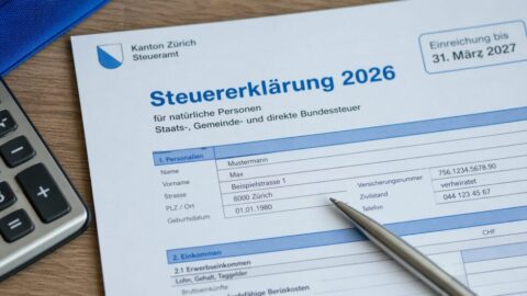 Steuererkl&auml;rung im Kanton Z&uuml;rich 2026 korrekt einreichen: Alles zu Fristen (31. M&auml;rz), maximalen Abz&uuml;gen f&uuml;r S&auml;ule 3a, Homeoffice & Kinder sowie Tipps zur Vermeidung von Fehlern f&uuml;r Ihre R&uuml;ckzahlung.