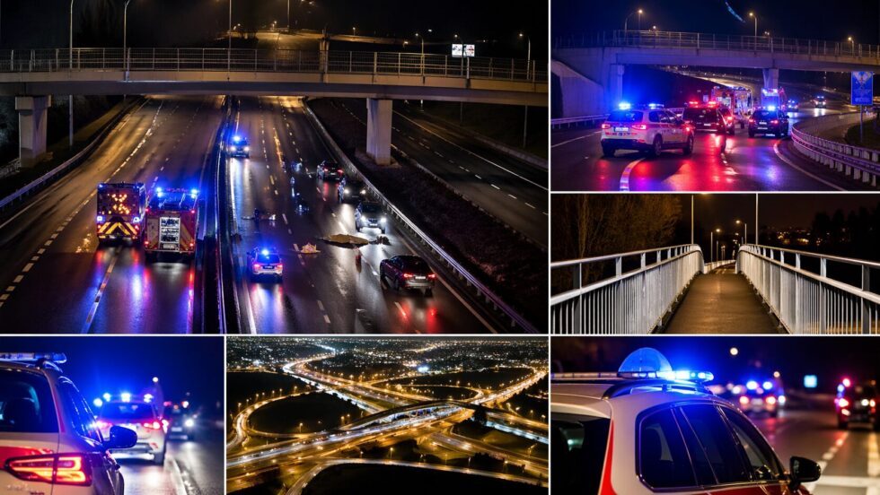 Unfall Basel heute, 23. April 2026: Frau stirbt nach Sturz von Brücke auf A2 bei Muttenz. Mehrere Kollisionen, keine Hinweise auf Dritte. Polizei ermittelt, Autobahn gesperrt, Stau im Raum Basel.