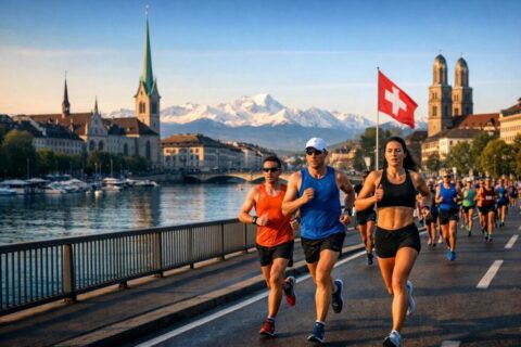 Alles zum Zürich Marathon am 12. April 2026: Streckeninfos, Anreise mit dem SBB Giruno, Trainingstipps & Regeneration im Thermalbad. Planen Sie jetzt Ihren perfekten Renntag in Zürich