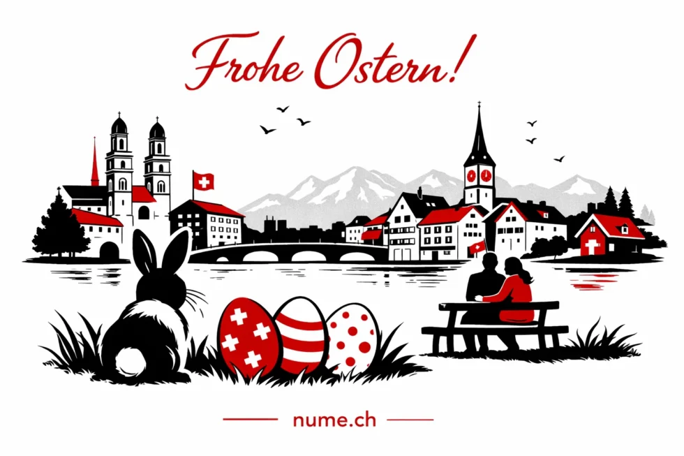 Ostergrüße Schweiz 2026: Texte auf 5 Sprachen (Deutsch, Französisch, Italienisch, Rätoromanisch, Englisch) mit Beispielen für Zürich und praktische Tipps für den Ostersonntag.