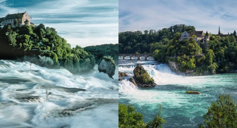 Besuchen Sie den Rheinfall 2026: Alle Infos zu Bootsfahrten, Aussichtsplattformen und Schloss Laufen. Tipps für Neuhausen am Rheinfall – barrierefrei, spektakulär und informativ