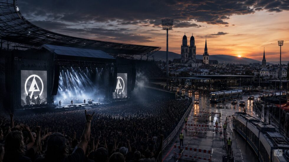 Linkin Park kommen am 30. Juni 2026 ins Stadion Letzigrund Zürich. Alle Stagetimes, Support Acts, Ticketinfos, ÖV-Anreise, Parkhäuser und Sperrungen im Überblick.