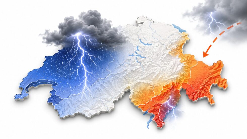 Starkes gewitter – warnung für die Schweiz am 29. Juni: Welche Kantone Gewitter, Starkregen, Blitz und Kühlung nach Hitze treffen können, plus Einordnung zur DWD-Stufe 4 in Franken.