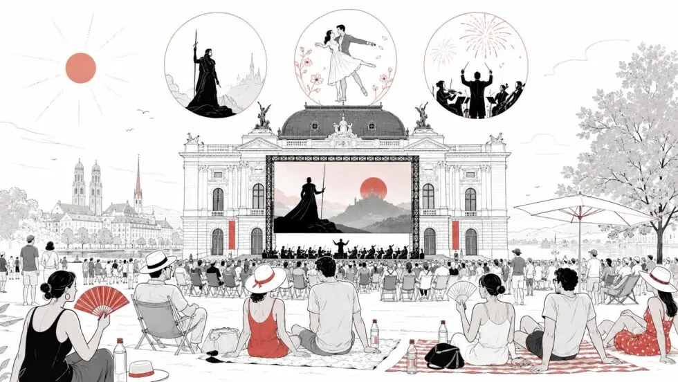 Opernhaus für alle 2026 in Zürich: 26.–28. Juni gratis am Sechseläutenplatz. Programm mit Tannhäuser, Romeo und Julia & Open-Air-Konzert, Anfangszeiten, Anreise und Tipps zu Hitze und Picknick.