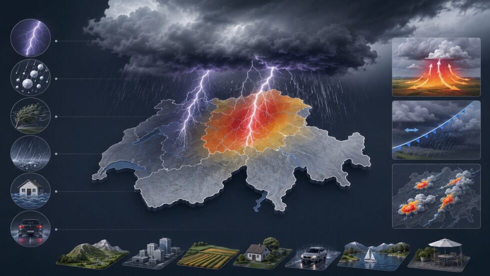 Starkes Gewitter – Warnung für die Schweiz am 2. Juni 2026: SRF Meteo erwartet Hagel, Starkregen und Sturmböen. Wetter heute mit erhöhter Unwettergefahr in vielen Regionen.
