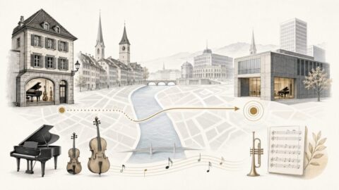 Musik Hug schliesst im Oktober 2026 den Traditionsstandort am Zürcher Limmatquai. Warum der Umzug an den Talacker beim Paradeplatz mehr Sichtbarkeit, Testräume und neue Kundennähe bringen soll.