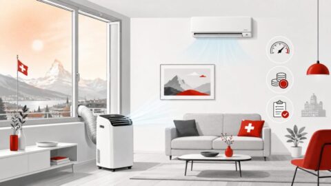 Klimaanlage in der Schweiz: Was mobile Geräte, Splitanlagen und Wärmepumpen im Sommer 2026 leisten, welche Regeln für Mieter gelten und wie Stromkosten vermieden werden.