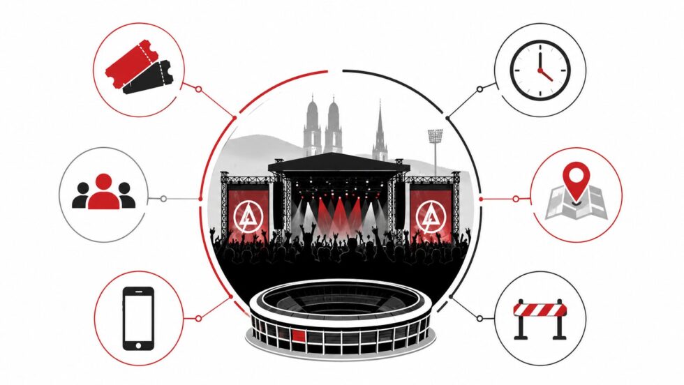 Linkin Park kommen am 30. Juni 2026 ins Stadion Letzigrund Zürich. Alle Stagetimes, Support Acts, Ticketinfos, ÖV-Anreise, Parkhäuser und Sperrungen im Überblick.