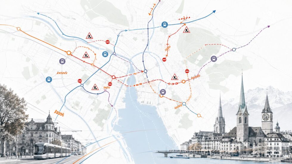 Tramumleitungen am Kreuzplatz und Stadelhofen, Abendsperrungen, geänderte Linien am HB und Autobahn-Staupunkte: der komplette Verkehrs- und ÖV-Überblick für Zürich in der Woche 27. Juli–2. August.