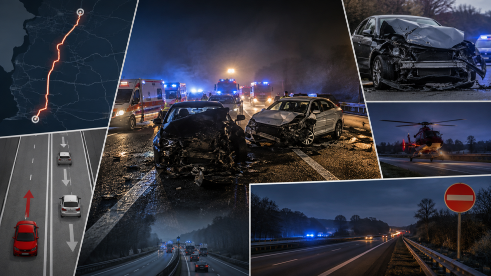 Falschfahrer-Unfall auf der A5 am 20. August 2026: Zwei Männer sterben bei Müllheim/Neuenburg, ein Kind aus der Schweiz wird schwer verletzt. Was zum Unfall und Geisterfahrer bekannt ist.