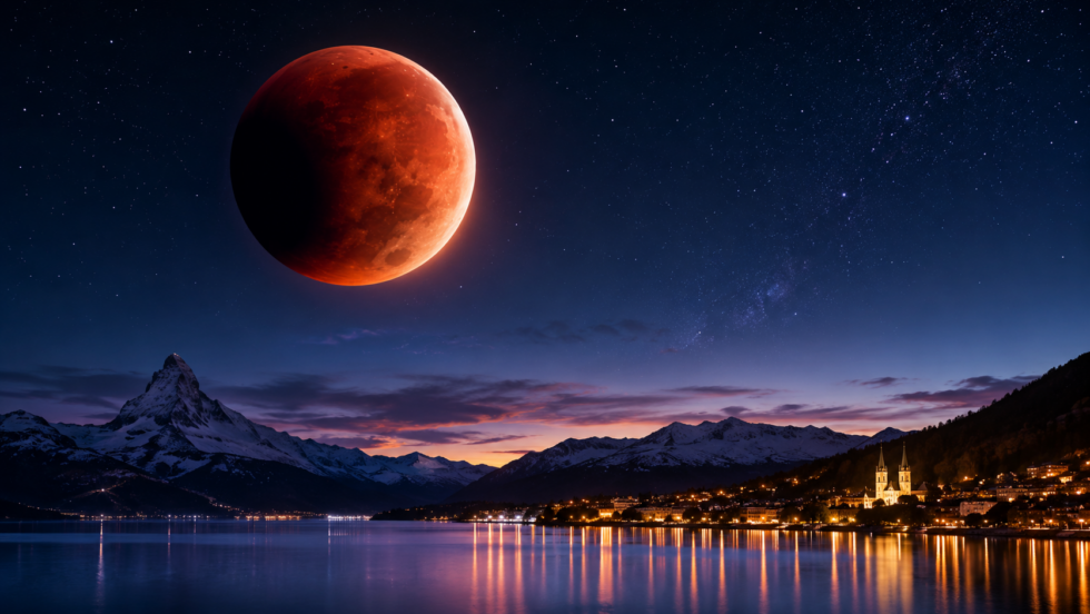 Blutmond Schweiz 2026: Am 28. August ist eine partielle Mondfinsternis sichtbar. Alle Schweizer Uhrzeiten für Zürich, Bern, Basel und Genf sowie Fakten zum roten Mond und zur Sichtbarkeit. im Detail.
