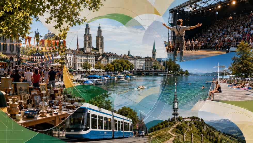 Zürich am Wochenende 29./30. August 2026: Dörflifäscht, Theater Spektakel, Flohmärkte, Seebäder und Uetliberg – alle Events mit Zeiten, Adressen, Preisen, ÖV und Tipps für beide Tage.