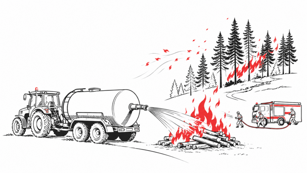 Beim Flurbrand in Koblenz AG griff das Feuer auf Holzlager und Wald über. Bauern brachten 60'000 Liter Wasser in Güllefässern. Laut Feuerwehr könnte die Hilfe eine Ausbreitung verhindert haben.