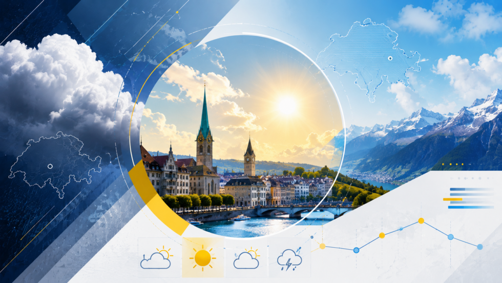 Meteo Suisse für Zürich am 26. August 2026: Nach einem teils wolkigen Morgen wird es wärmer und freundlicher. Bis 28 °C sind möglich. So entwickelt sich das Wetter am Mittwoch in der Schweiz.