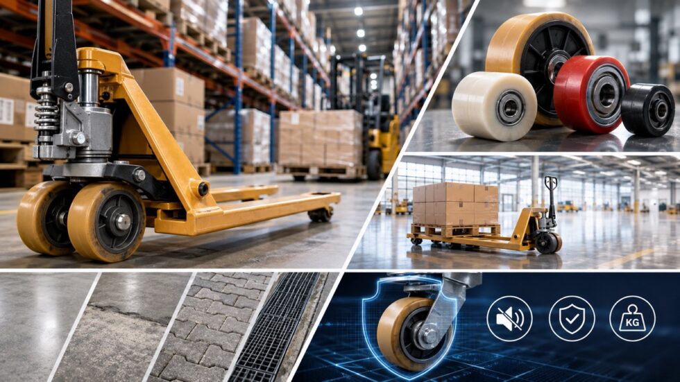 Welche Palettenwagenrollen passen zu Boden und Belastung? Materialien, Verschleiss und Auswahl erklärt. ZABI - Industrie Rollen und Radsätze Hersteller für Lager und Logistik.