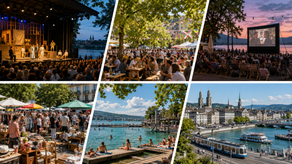Events in Zürich am 22. und 23. August 2026: Theater Spektakel, Röntgenplatzfest, Bloom Kino, Badis und Flohmärkte – mit Zeiten, Preisen, Adressen und praktischen ÖV-Tipps.