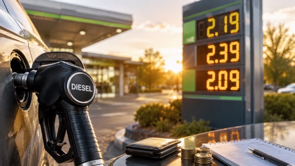 Diesel Preis Schweiz 2026 im Überblick: aktuelle Literpreise, warum Diesel je nach Kanton bis zu einem Franken schwankt, wo Tanken günstig ist, die 5er-Regel des TCS und wie sich der Preis zusammensetzt.