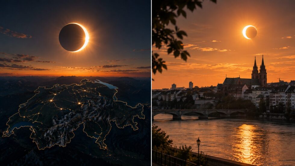 Sonnenfinsternis 2026 in der Schweiz: genaue Zeiten für Zürich, Basel, Bern und Genf, die besten Beobachtungsorte, öffentliche Events und Regeln für den sicheren Blick zur Sonne.