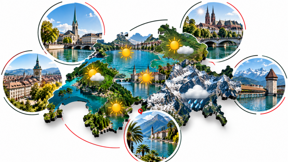 Wetter Schweiz am Wochenende: Zürich, Basel, Bern und Luzern erwarten am 19. und 20. September 2026 bis 26 Grad. In den Alpen ist die Prognose regional wechselhafter, mit Wolken und Schauern am Tage.